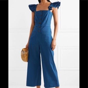 SEA NEW YORK BLUE SQUARE NECK CALLIE JUMPSUIT sz 6